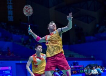 Perjalanan beregu lelaki negara, Aaron Chia-Soh Wooi Yik berakhir di peringkat separuh akhir Sukan Asia Hangzhou yang berlangsung di Gimnasium Binjiang, Hangzhou sebentar tadi. (FOTO: Majlis Olimpik Malaysia)