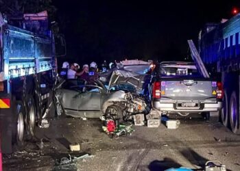 KEMALANGAN maut melibatkan tiga mangsa dalam kejadian di KM58.4 Lebuhraya Utara-Selatan di Pendang, awal pagi ini.