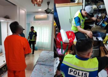 PEMERIKSAAN polis ke atas rumah seorang suspek yang dipercayai terlibat dengan penipuan pelaburan 'Skim Ponzi'.