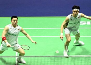 Aaron Chia-Soh Wooi Yik mara ke separuh akhir China Masters.-AFP