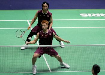 Goh Sze Fei-Nur Izzuddin Rumsani menewaskan pasangan Taiwan, Lee Jhe Huei-Yang Po Hsuan 21-16, 22-20 pada aksi pusingan kedua China Masters di Shenzen Arena hari ini.  - AFP