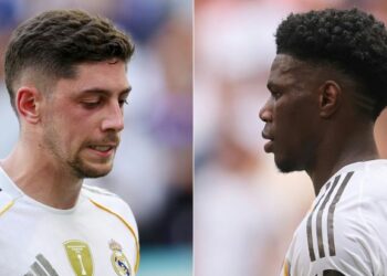 Aurelien Tchouameni dan Federico Valverde didenda gara-gara bergaduh sehingga menyebabkan kecederaan. - AFP