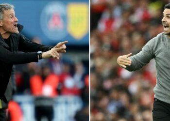 Pertembungan dua seteru Sepanyol, pengendali Paris Saint-Germain, Luis Enrique (kiri) dan Arsenal, Mikel Arteta akan menentukan siapa paling hebat untuk menjulang trofi Liga Juara-Juara musim ini. - AFP