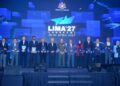 MALEK Razak Sulaiman (tengah) dan Lokman Hakim Ali (enam kanan), pengerusi bersama pameran LIMA’27 semasa bergambar bersama rakan-rakan strategik di majlis pelancaran semalam. – UTUSAN/SADDAM YUSOFF