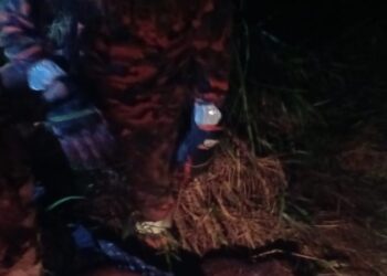 ANGGOTA bomba menyelamatkan mangsa yang terjatuh ke dalam gaung sedalam 20 meter di Padang Tok Sheikh, Gunung Jerai. - IHSAN BOMBA