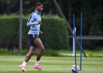 Marcus Rashford akan memakai jersi nombor 14, yang digunakannya ketika di Barcelona dan lazimnya diberikan kepada pemain penting skuad utama. - AFP