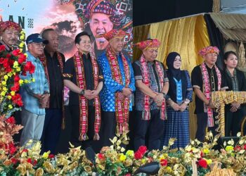 AHMAD Zahid Hamidi ketika perasmian Festival Kebudayaan Rungus anjuran Persatuan Momogun Rungus Malaysia (PMRM) bertempat di Dewan PMRM, Kudat, Sabah hari ini.-UTUSAN/ RAEESAH HANAN.