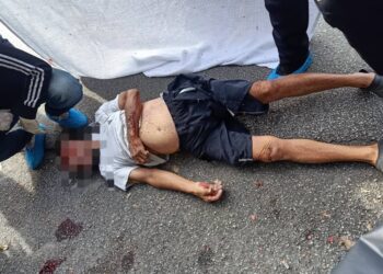 KEADAAN mangsa maut selepas terlibat dalam pergaduhan di sebuah kedai makan di Jalan Prima 2, Metro Prima, Kepong, Kuala Lumpur. - GAMBAR IHSAN PDRM